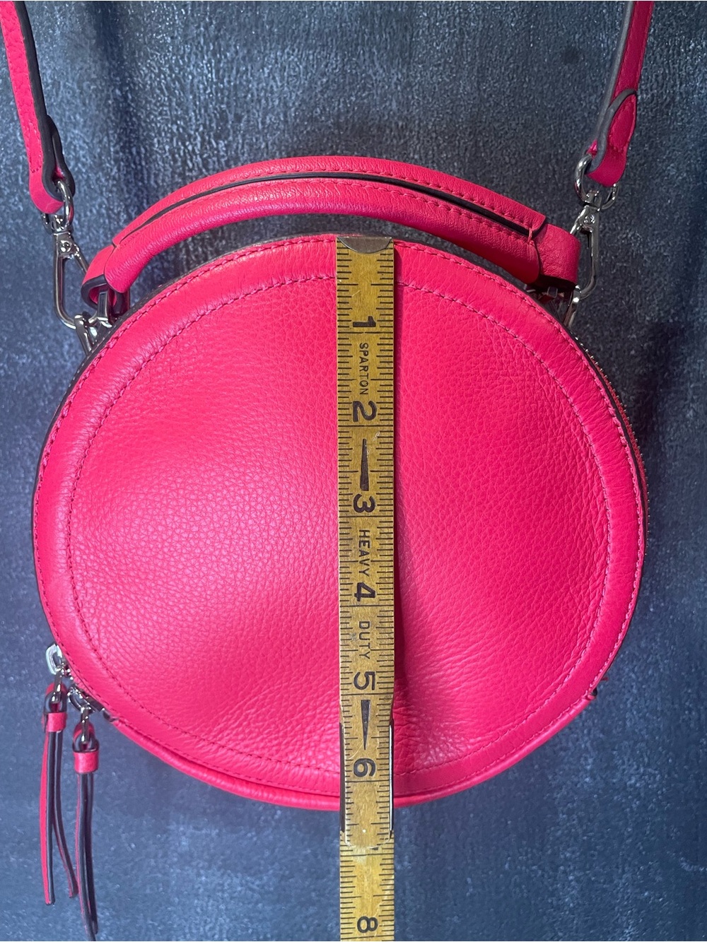 NWT Vince Camuto Circle Crossbody Bag Fruit Punch Pink Genuine Leather Round - Picture 2 of 10